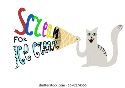 cat screaming for ice cream