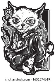 cat screen printing vector design