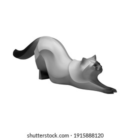 Cat sculpture on white background. Vector illustration.