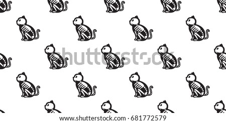 Cat Seamless Halloween Vector Cat Skull Bone Kitten Ghost Icon Pattern Wallpaper Background Cat Seamless Halloween Vector Cat Skull Bone Kitten Ghost Icon Pattern Wallpaper Background