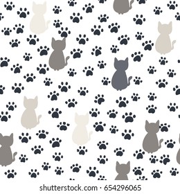 cat seamless pattern, cat art background design for fabric