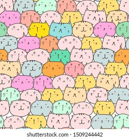 Cat seamless pattern background. Vector illustration.