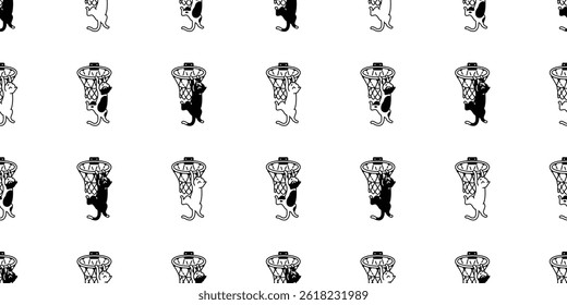 gato sem emenda padrão basquete hoop esporte kitten calico desenho animado dunk doodle