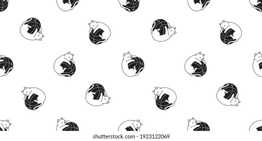 cat seamless pattern basketball kitten calico vector pet sport scarf isolated repeat background cartoon animal tile wallpaper illustration doodle white design