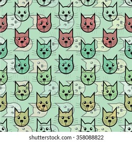 Cat seamless pattern.Can be used for wallpaper, cover fills, web page background, surface textures.