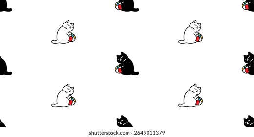 cat seamless pattern beach ball kitten calico doodle cartoon pet animal illustration tile background gift wrapping paper scarf isolated repeat wallpaper