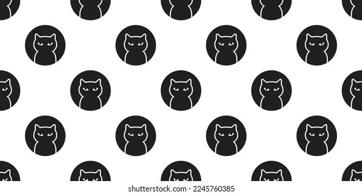 cat seamless pattern black kitten polka dot vector calico breed neko cartoon character pet tile background repeat wallpaper animal doodle illustration design scarf isolated