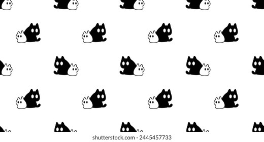 cat seamless pattern black kitten white neko calico munchkin pet vector cartoon doodle gift wrapping paper tile background repeat wallpaper illustration isolated design