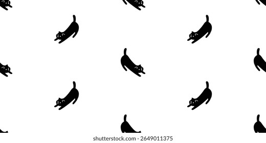 cat seamless pattern black kitten calico halloween doodle cartoon pet animal illustration tile background gift wrapping paper scarf isolated repeat wallpaper
