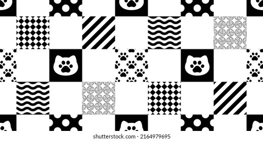 cat seamless pattern calico kitten vector checked tartan plaid neko breed character cartoon pet repeat wallpaper tile background animal doodle illustration scarf isolated design