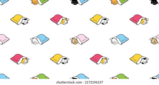 cat seamless pattern calico kitten sleeping blanket vector neko breed character cartoon pet repeat wallpaper tile background animal doodle illustration scarf isolated design