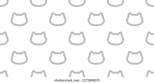 cat seamless pattern calico kitten rope vector neko head breed character cartoon pet repeat wallpaper tile background animal doodle illustration scarf isolated design