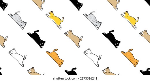 cat seamless pattern calico kitten vector neko running sleeping breed character cartoon pet scarf isolated repeat wallpaper tile background animal doodle illustration design