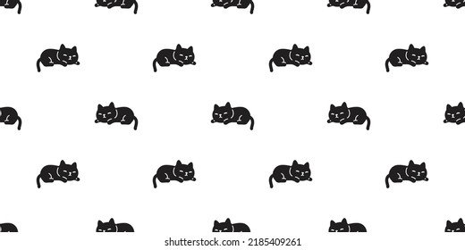 cat seamless pattern calico kitten sleeping vector neko breed character cartoon pet scarf isolated tile background repeat wallpaper animal doodle illustration black design