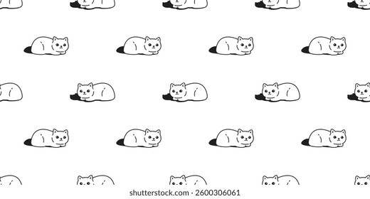 cat seamless pattern calico kitten cartoon doodle shadow pet tile background gift wrapping paper repeat wallpaper illustration