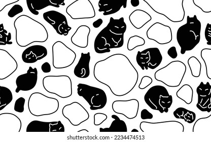 cat seamless pattern camouflage kitten vector calico duck hunter tile background gift wrapping paper scarf isolated repeat wallpaper cartoon illustration design