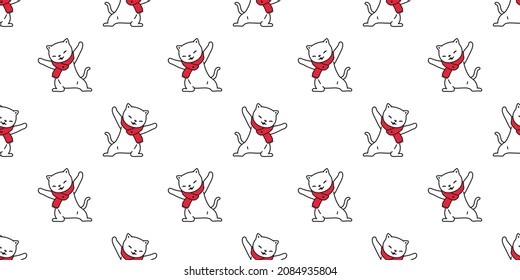 cat seamless pattern christmas santa claus hat kitten calico vector scarf dog pet breed cartoon tile background repeat wallpaper doodle scarf isolated illustration design