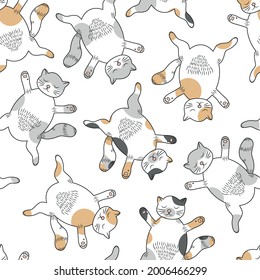 Cat seamless pattern. Cute animal. Vector illustration. 