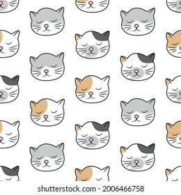 Cat seamless pattern. Cute animal. Vector illustration. 