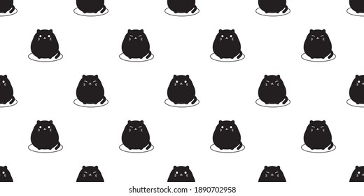 Cat seamless pattern, Cute black cats on white background.	