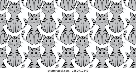 Cat seamless pattern. Cute cats whit background white color