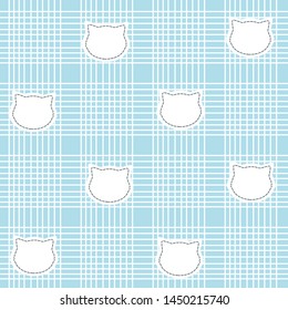 Cat seamless pattern, Cute kitten head on background vector illustration. fabric print