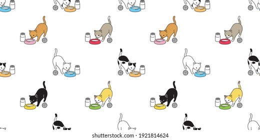 Katzennahtloses Muster, das Essenscartografik isst