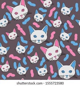 Cat seamless pattern in eps vector format