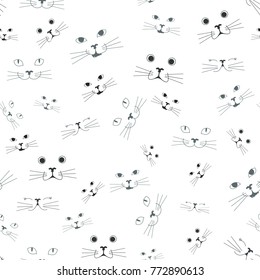 Cat seamless pattern. Seamless funny cat background. Vector illustration