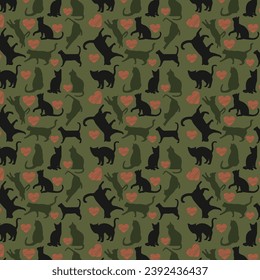 cat seamless pattern good for baby and kids fashion textile print and wrapping. Vector illustration colorful decoration of pet animals.