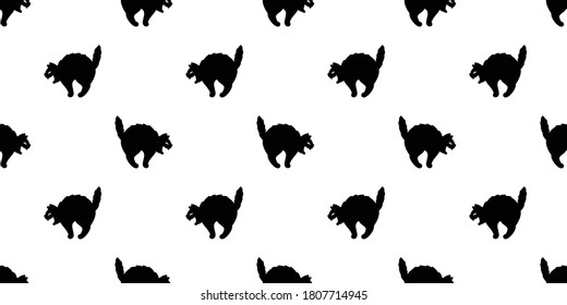 cat seamless pattern Halloween kitten vector black calico scarf isolated repeat wallpaper tile background cartoon character doodle illustration design
