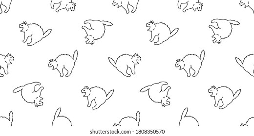 cat seamless pattern halloween kitten cartoon illustration doodle