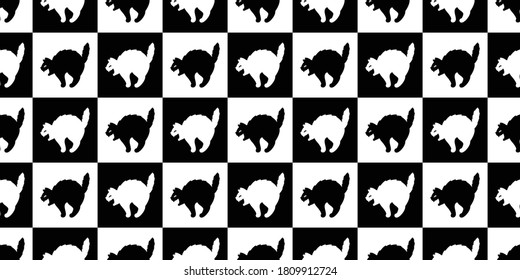 cat seamless pattern Halloween kitten vector black calico checked scarf isolated repeat wallpaper tile background cartoon character doodle illustration design