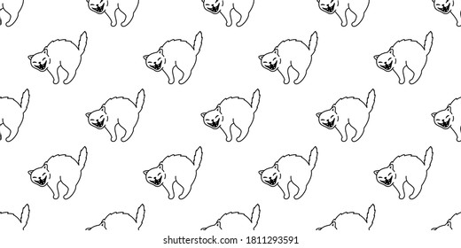 cat seamless pattern Halloween kitten vector calico white scarf isolated repeat wallpaper tile background cartoon character doodle illustration design
