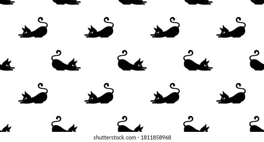 cat seamless pattern Halloween kitten vector calico cartoon scarf isolated repeat wallpaper tile background character doodle illustration design