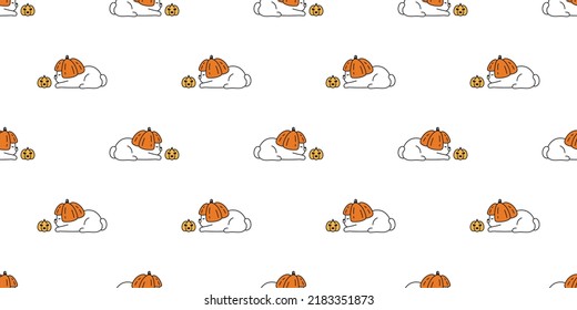 cat seamless pattern Halloween pumpkin kitten calico vector tile background repeat wallpaper scarf isolated gift wrapping paper cartoon character illustration design