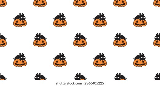 cat seamless pattern halloween pumpkin jack o lantern black kitten cartoon calico neko spooky ghost vector pet breed doodle gift wrapping paper tile background repeat wallpaper illustration design iso