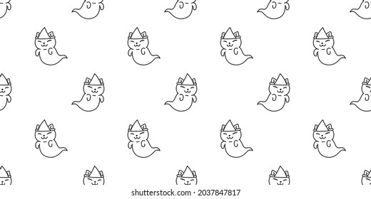 cat seamless pattern Halloween spooky ghost japan pumpkin kitten cartoon vector pet repeat wallpaper character tile background gift wrapping paper scarf isolated illustration doodle design