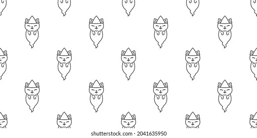 cat seamless pattern Halloween spooky ghost japan pumpkin kitten cartoon vector pet repeat wallpaper scarf isolated tile background gift wrapping paper character illustration doodle design