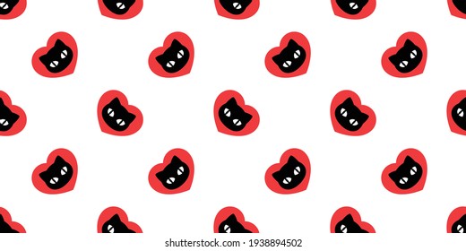 cat seamless pattern heart valentine vector footprint head dog kitten cartoon scarf isolated repeat wallpaper tile background doodle illustration design