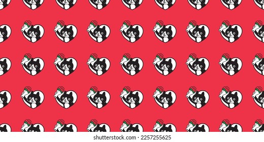 cat seamless pattern heart valentine flower rose kitten calico vector breed neko cartoon pet gift wrapping paper tile background repeat wallpaper doodle animal illustration design scarf isolated
