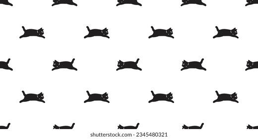 cat seamless pattern jumping kitten running neko vector cartoon character pet gift wrapping paper repeat wallpaper tile background animal doodle illustration design scarf isolated