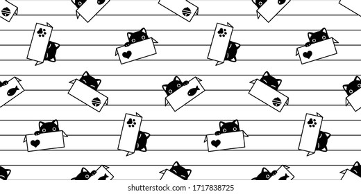 cat seamless pattern kitten box vector paw footprint heart bell fish calico pet animal scarf isolated repeat background cartoon tile wallpaper doodle illustration line design