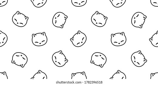 cat seamless pattern kitten calico vector pet head face scarf isolated repeat background cartoon animal tile wallpaper illustration doodle white design