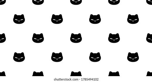 cat seamless pattern kitten calico vector pet face head scarf isolated repeat background cartoon animal tile wallpaper illustration doodle black design