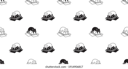 cat seamless pattern kitten calico vector pet paper box scarf isolated repeat background cartoon animal tile wallpaper illustration doodle design