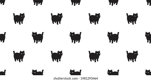 cat seamless pattern kitten calico vector pet scarf isolated repeat background cartoon animal tile wallpaper illustration doodle black design