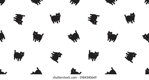 cat seamless pattern kitten calico vector pet scarf isolated repeat background cartoon doodle animal tile wallpaper illustration black design