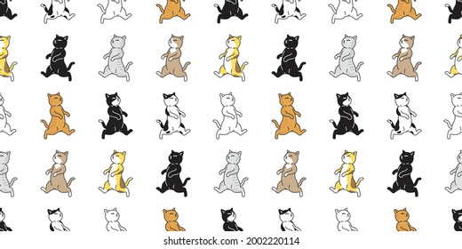 cat seamless pattern kitten calico vector pet running walking scarf isolated repeat background cartoon animal doodle tile wallpaper illustration design
