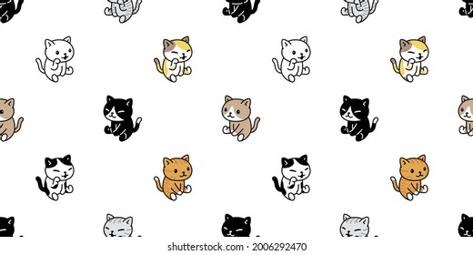 cat seamless pattern kitten calico vector pet breed scarf isolated repeat background cartoon animal doodle tile wallpaper illustration design